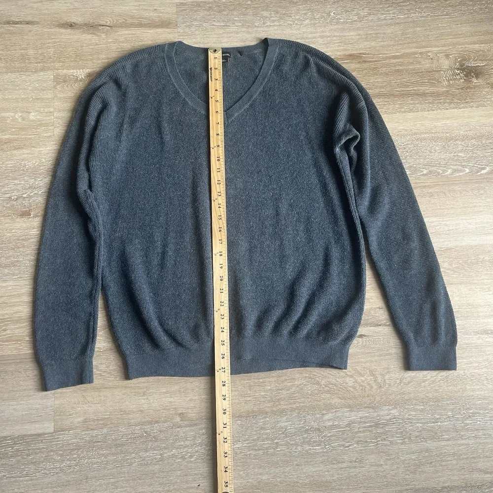 Prana Milani V-Neck Sweater XL Navy Organic Cotton Wool Waffle Knit Lightweight - Picture 2 of 7